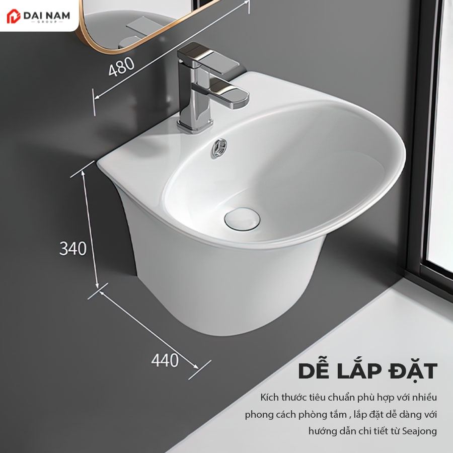 Chậu Lavabo sứ treo tường cao cấp SJ-LB2126 (4)